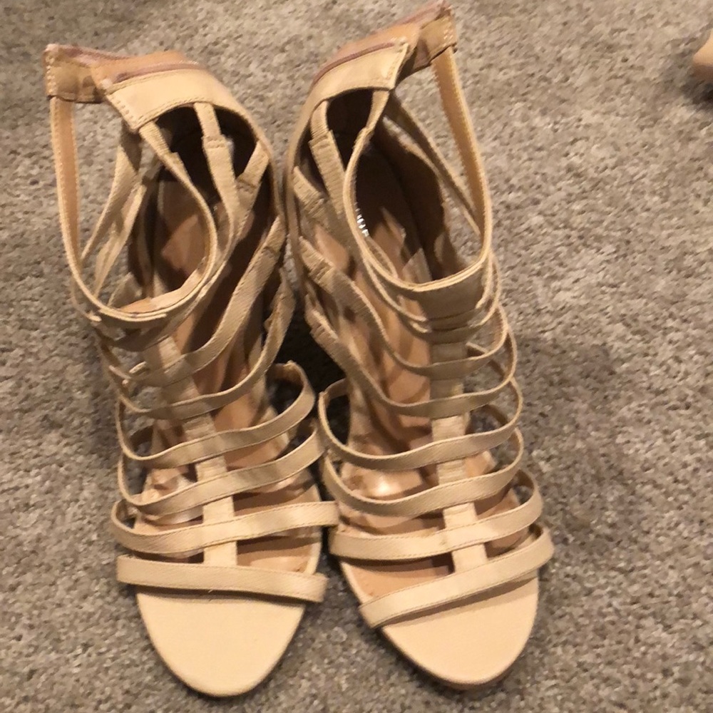 Nude wedges strappy sandals